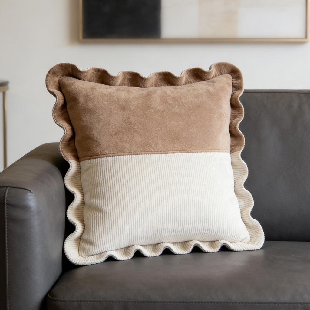 Scallop Edge Velvet Throw Pillow