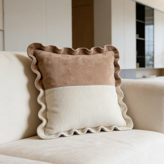 Scallop Edge Velvet Throw Pillow