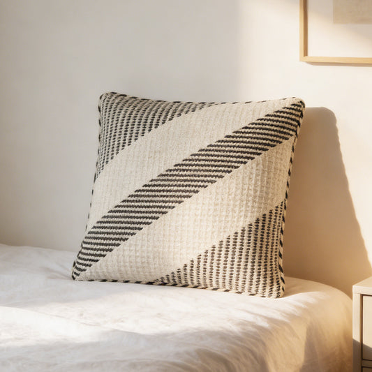 Black Weave Stripe Throw Pillow
