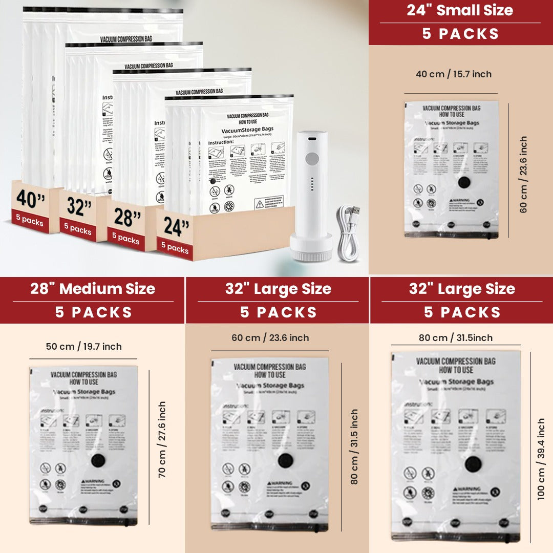 VarietyNana Cordless Vacuum Storage Compression Bag Set