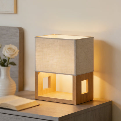 Wood Frame Cube Accent Lamp