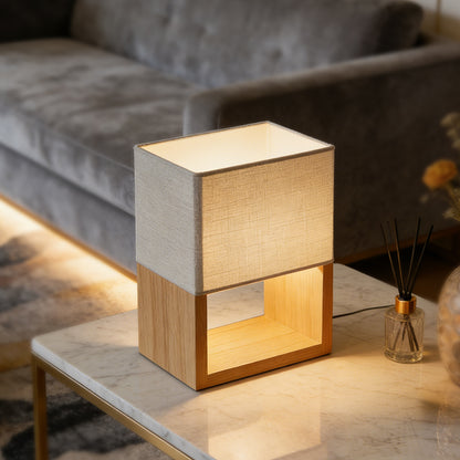 Wood Frame Cube Accent Lamp