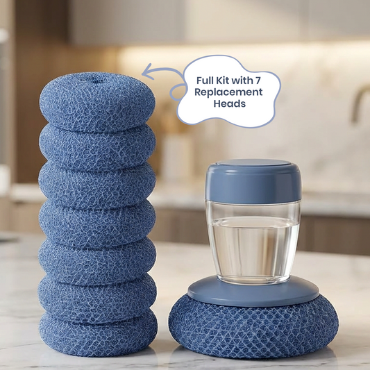 All-in-One Dish Scrub Set with Soap Control (Comfort Grip) 🎁including 7 Replacement Heads