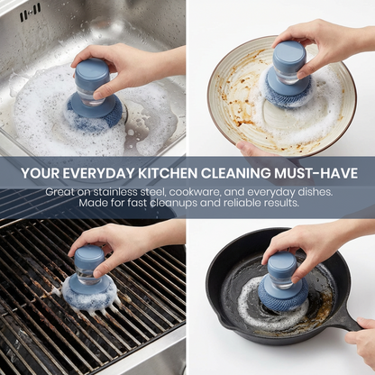All-in-One Dish Scrub Set with Soap Control (Comfort Grip) 🎁including 7 Replacement Heads