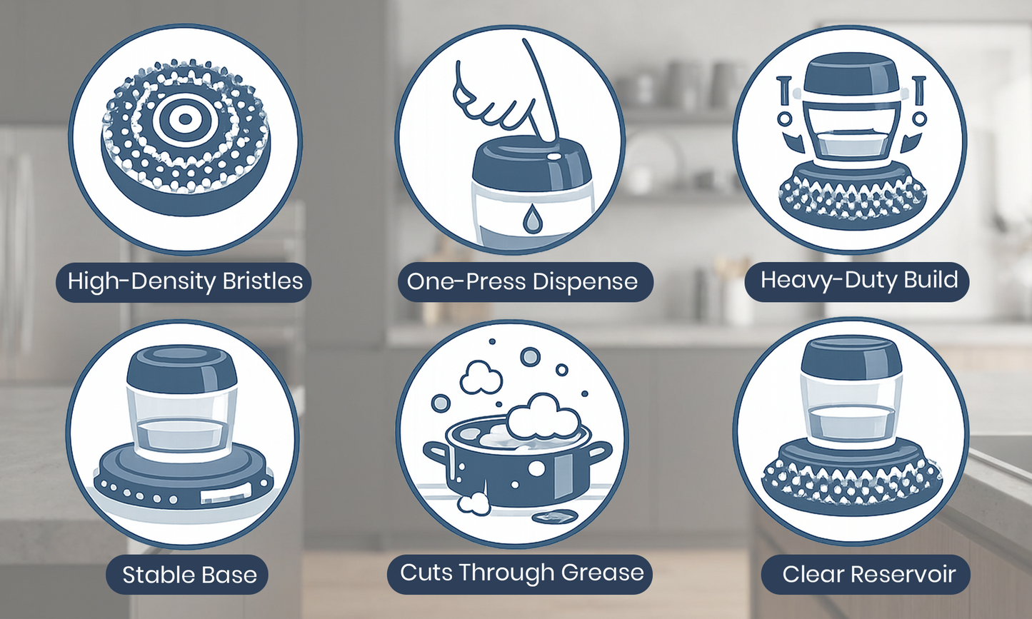 All-in-One Dish Scrub Set with Soap Control (Comfort Grip) 🎁including 7 Replacement Heads