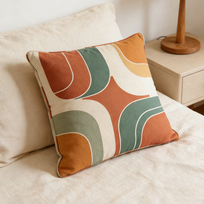 Retro Curve Print Throw Pillow