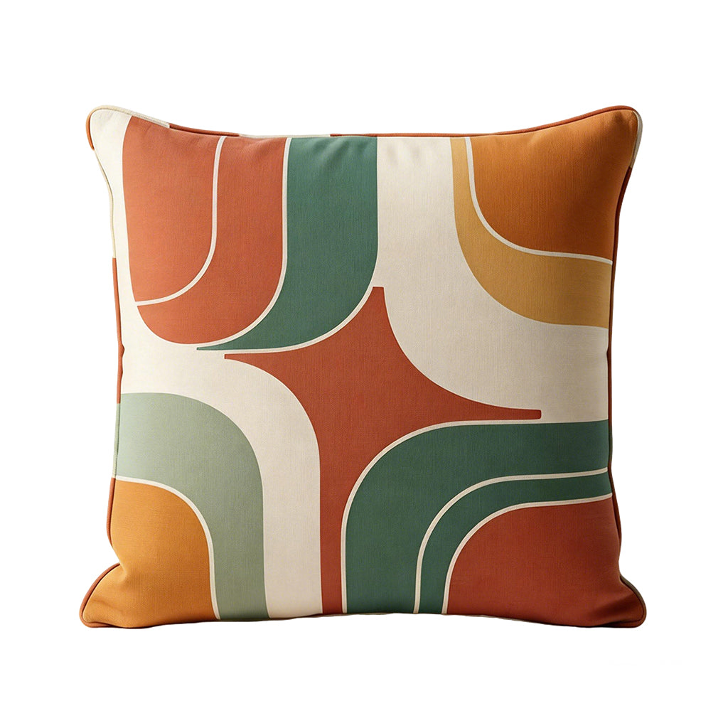 Retro Curve Print Throw Pillow