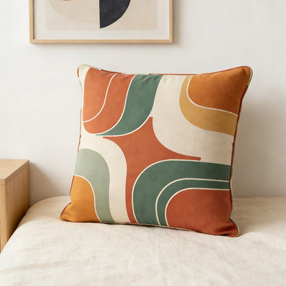 Retro Curve Print Throw Pillow