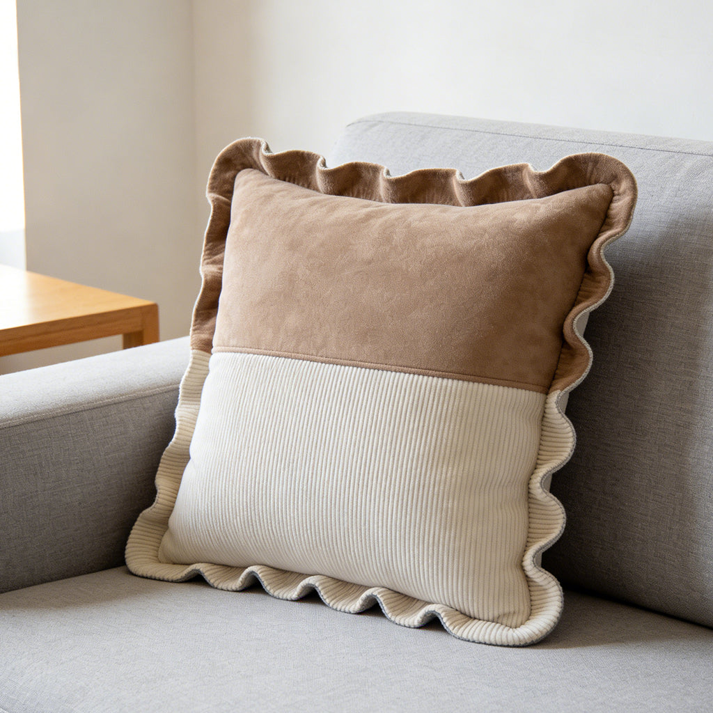 Scallop Edge Velvet Throw Pillow