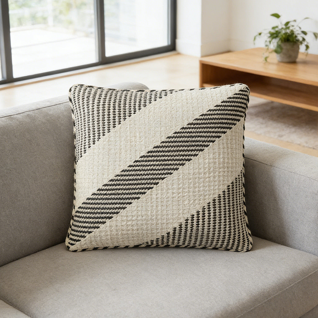 Black Weave Stripe Throw Pillow