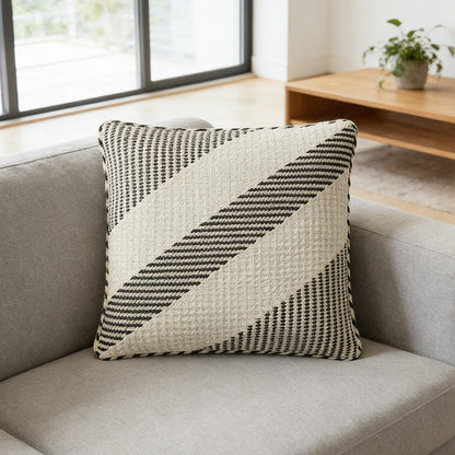 Black Weave Stripe Throw Pillow
