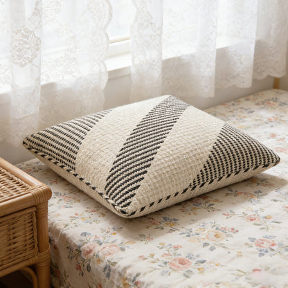 Black Weave Stripe Throw Pillow