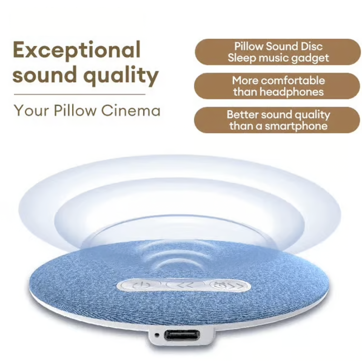 Ultra-Thin Bluetooth Pillow Speaker with Bluetooth 6.0 - Bone Conduction Technology