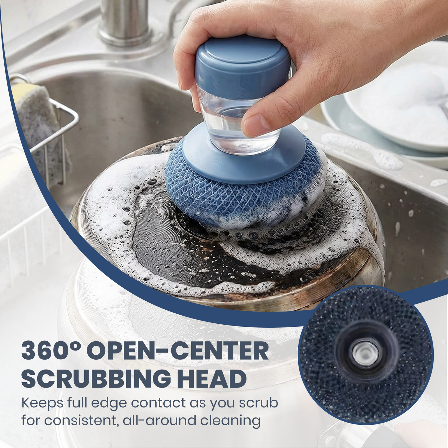 All-in-One Dish Scrub Set with Soap Control (Comfort Grip) 🎁including 7 Replacement Heads