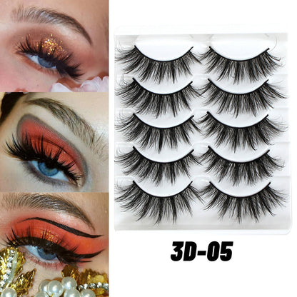 5 Pairs Lashes  Mink Lashes Faux Eyelashes